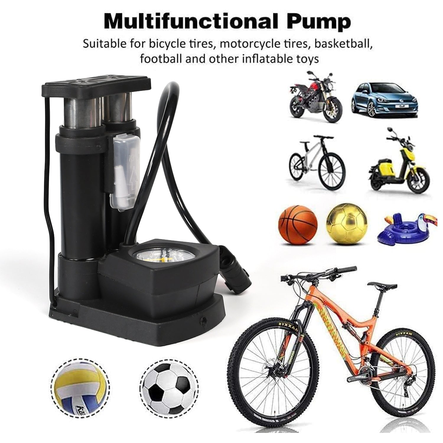 0533 Portable Mini Bike Pump/Cycle Pump Foot Activated with Gauge Floor Bicycle Pump & Cycle Pump DeoDap 0533 Portable Mini Bike Pump/Cycle Pump Foot Activated with Gauge Floor Bicycle Pump & Cycle Pump DeoDap